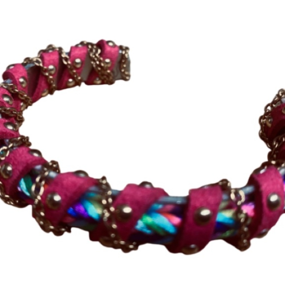 One of a kind handmade steel stainless Pink and Gold Women's Adjustable …